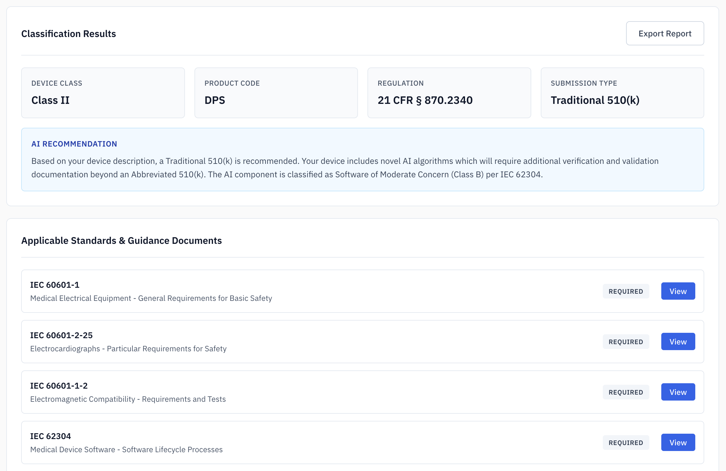 Product Classification Interface